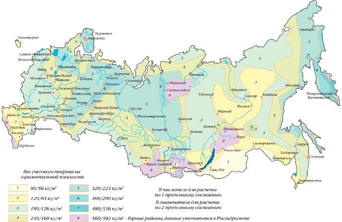 Снеговые нагрузки карта