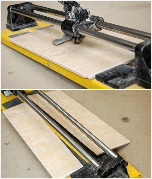 Резка плитки плиткорезом