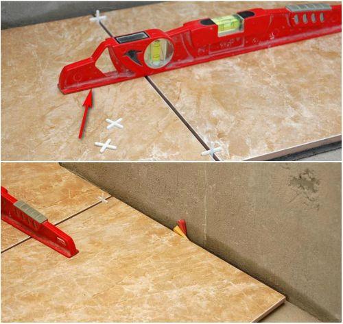 Устанавливаем крестики и клинья