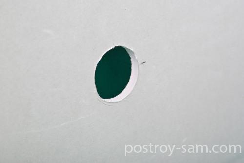 Круглое отверстие в гипсокартоне